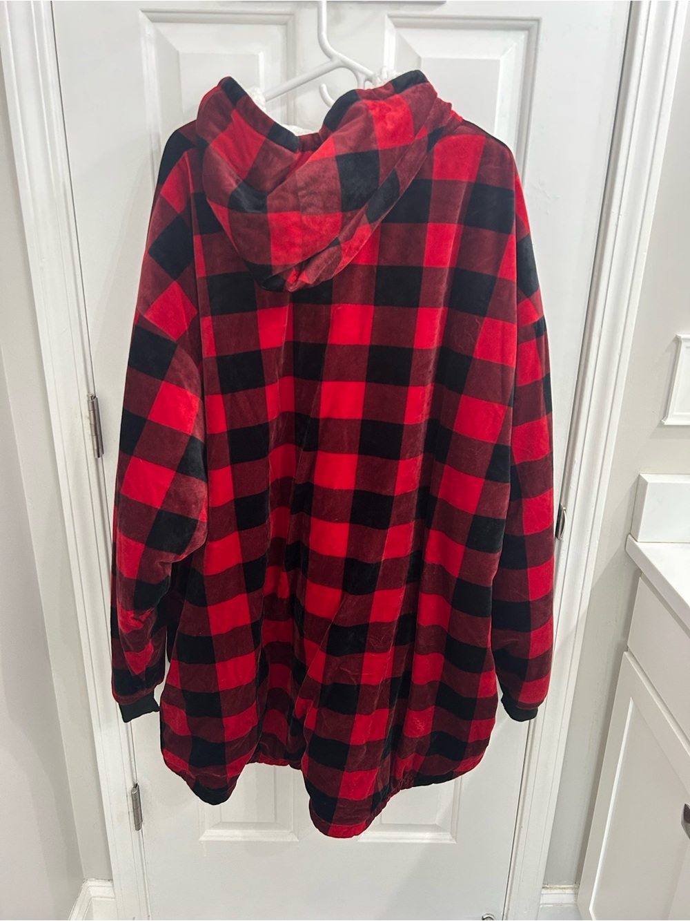 Men's Red and Black Buffalo Plaid Hooded Flannel Jacket